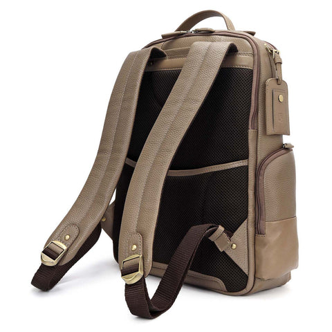 Wax Plain Leather Backpack - Greyish Taupe