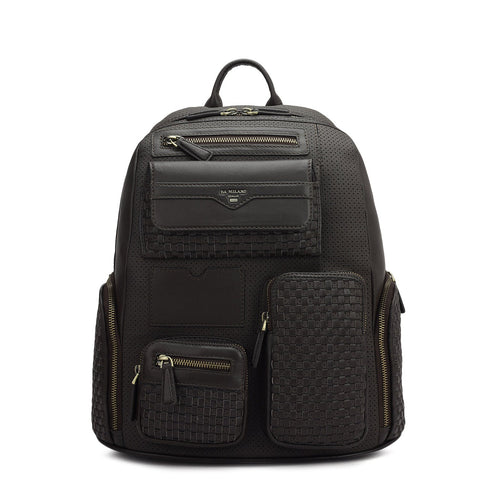 Punch Mat Leather Backpack - Brown