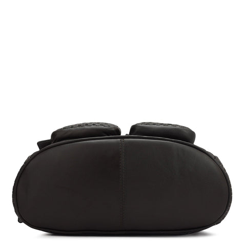 Punch Mat Leather Backpack - Brown