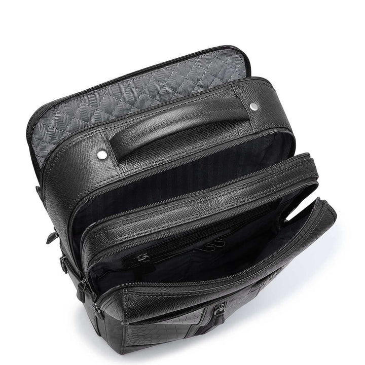 Croco Franzy Leather Backpack - Black