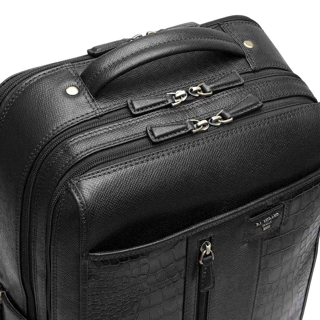 Croco Franzy Leather Backpack - Black