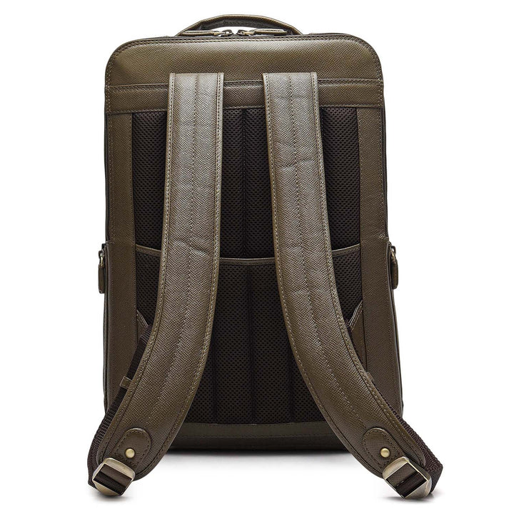 Croco Franzy Leather Backpack - Military Green