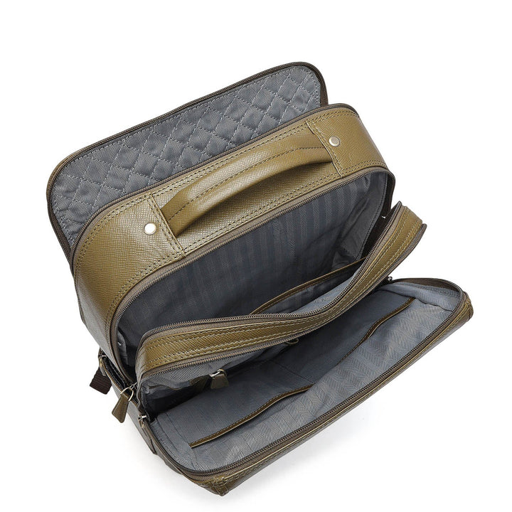 Croco Franzy Leather Backpack - Military Green