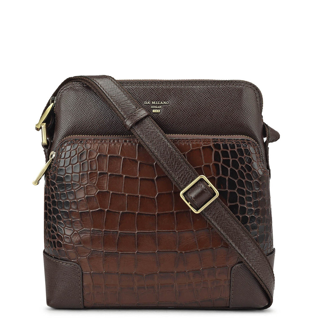 Croco Franzy Leather Men Sling - Brown