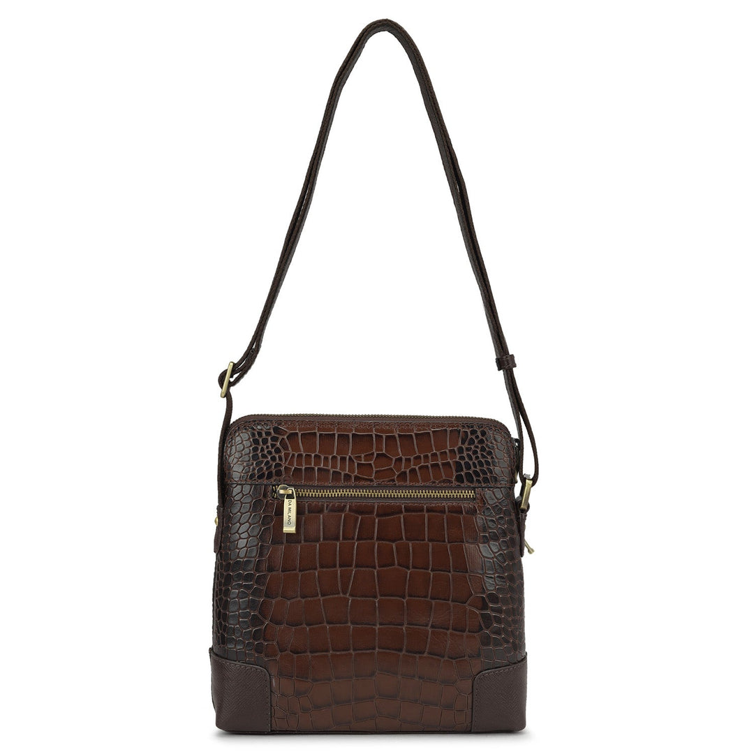 Croco Franzy Leather Men Sling - Brown