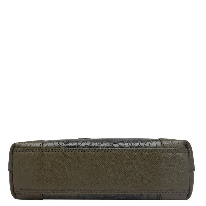 Croco Franzy Leather Men Sling - Military Green