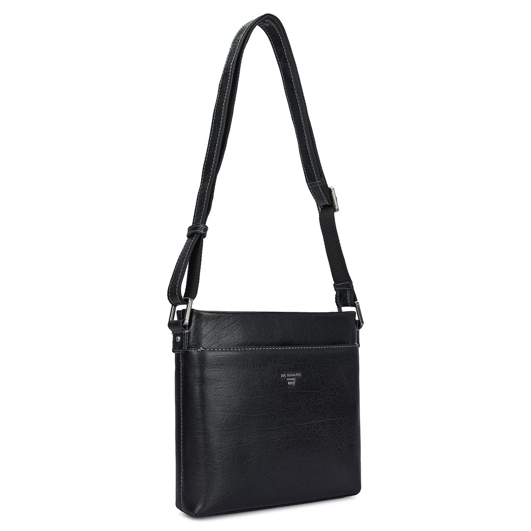 Elephant Pattern Leather Men Sling - Black