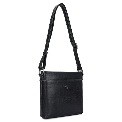 Elephant Pattern Leather Men Sling - Black
