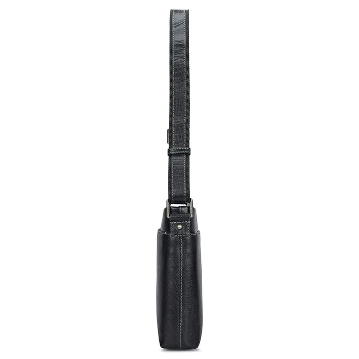Elephant Pattern Leather Men Sling - Black