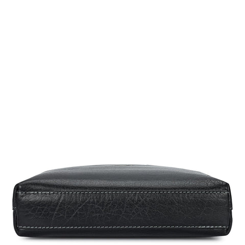 Elephant Pattern Leather Men Sling - Black