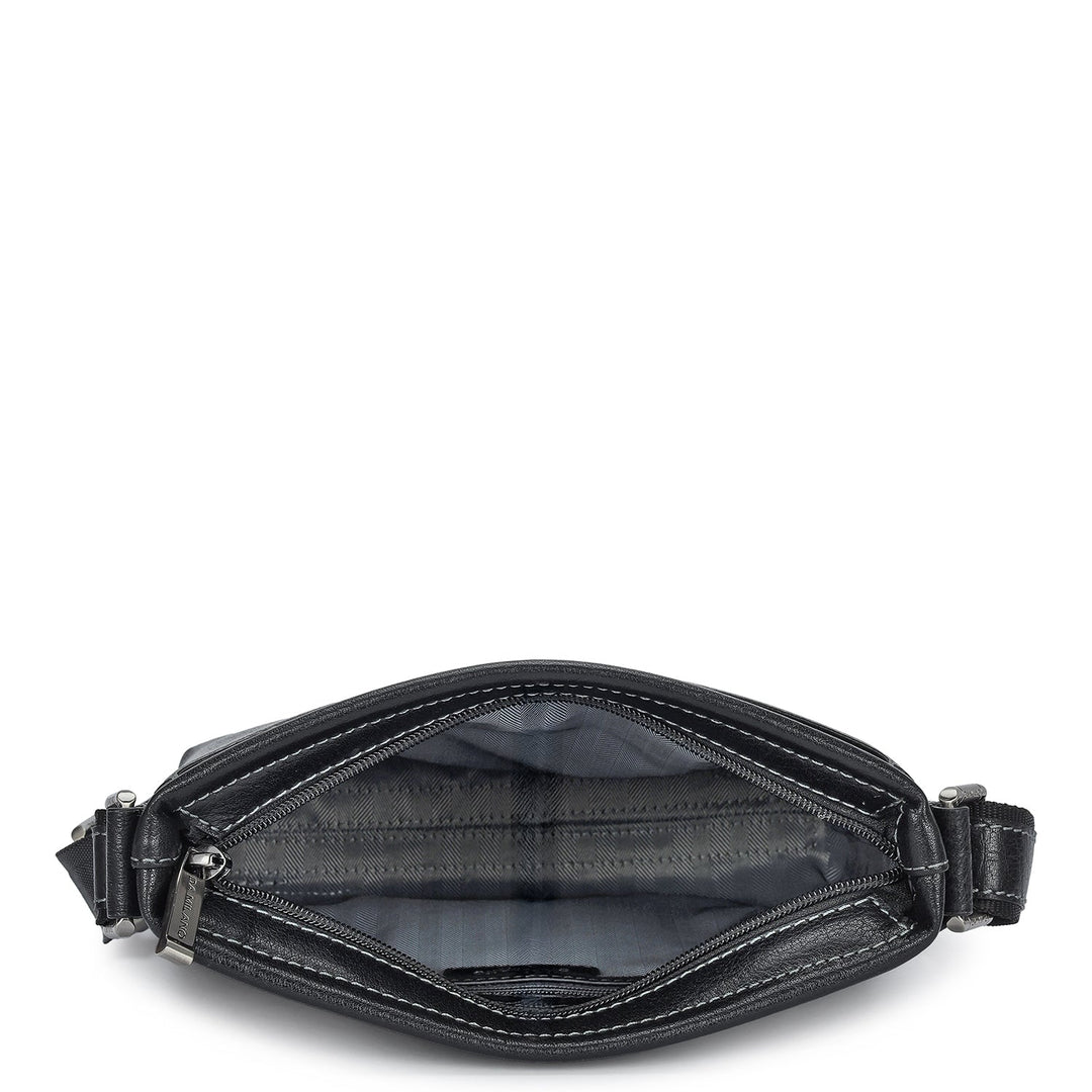 Elephant Pattern Leather Men Sling - Black