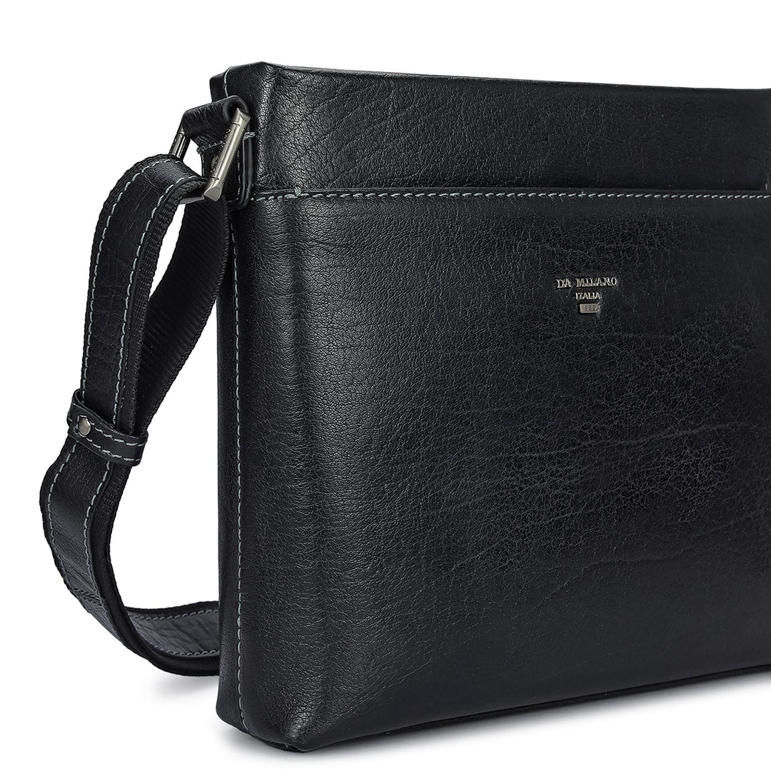 Elephant Pattern Leather Men Sling - Black