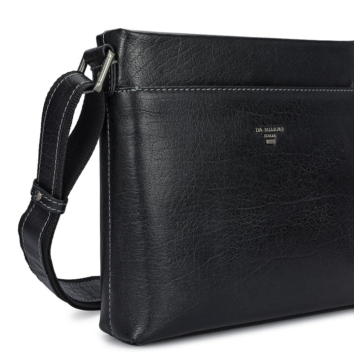 Elephant Pattern Leather Men Sling - Black