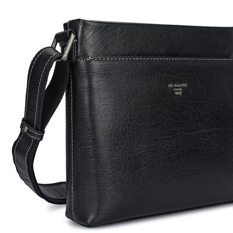 Elephant Pattern Leather Men Sling - Black