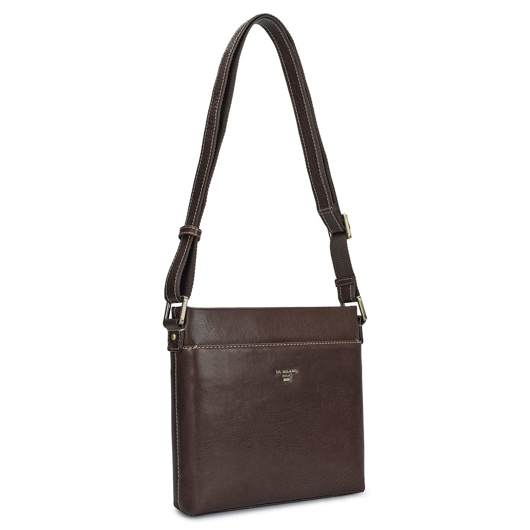 Elephant Pattern Leather Men Sling - Brown