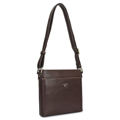 Elephant Pattern Leather Men Sling - Brown