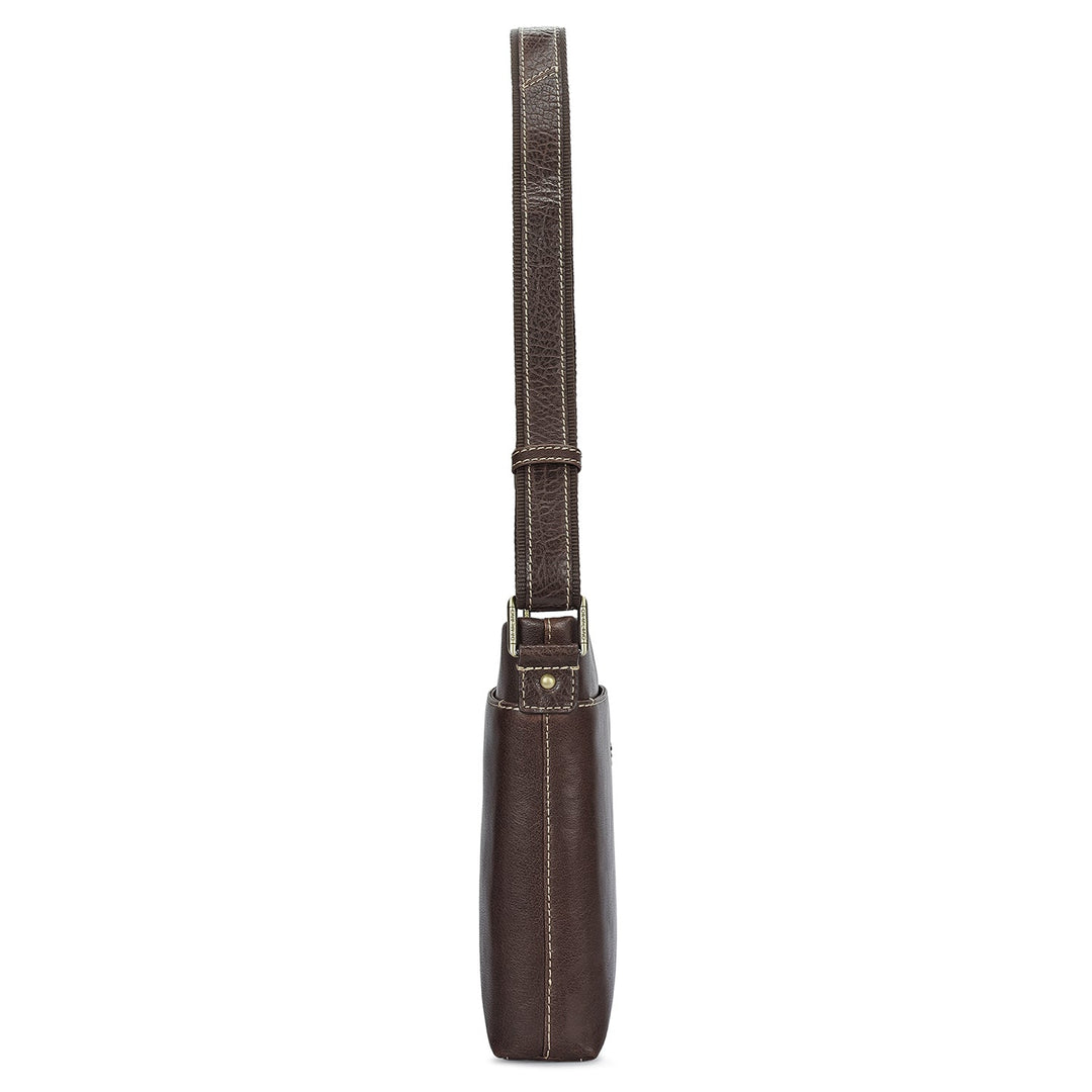 Elephant Pattern Leather Men Sling - Brown