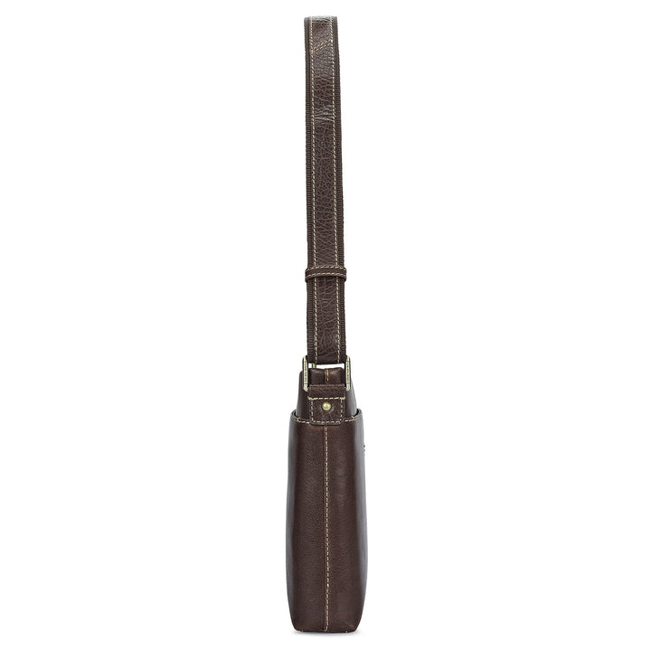 Elephant Pattern Leather Men Sling - Brown