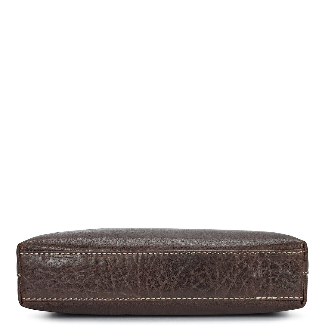 Elephant Pattern Leather Men Sling - Brown