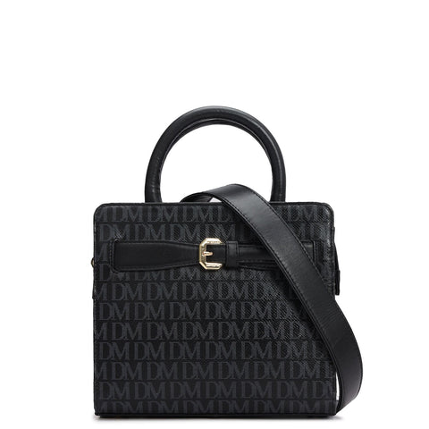 Small Monogram Leather Satchel - Black