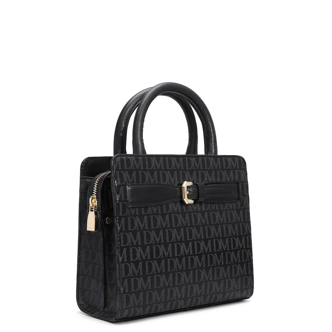 Small Monogram Leather Satchel - Black
