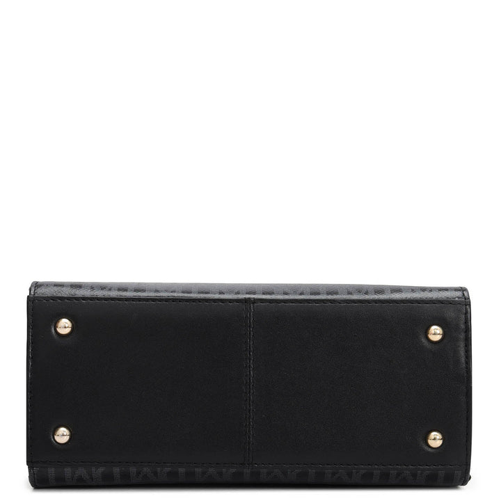 Small Monogram Leather Satchel - Black