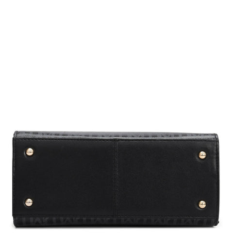 Small Monogram Leather Satchel - Black