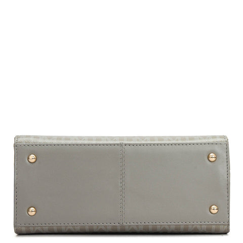 Small Monogram Leather Satchel - Stone Grey