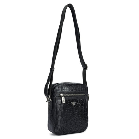 Croco Leather Men Sling - Black