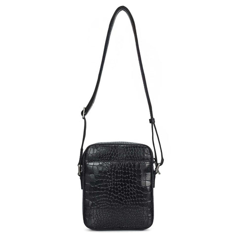 Croco Leather Men Sling - Black
