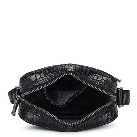 Croco Leather Men Sling - Black