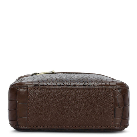 Croco Leather Men Sling - Walnut