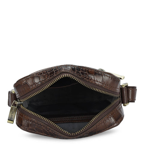 Croco Leather Men Sling - Walnut