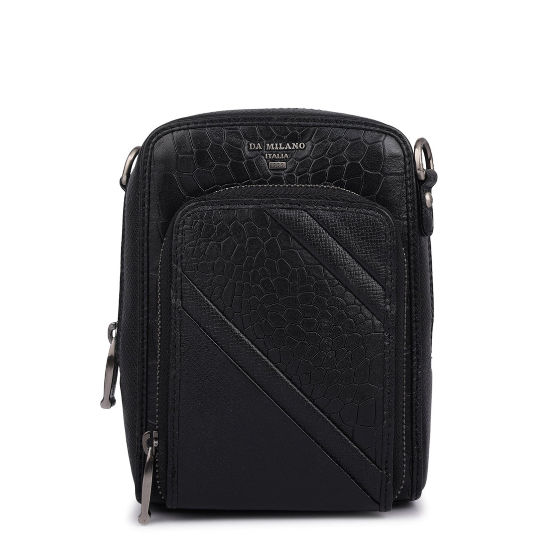 Croco Franzy Leather Men Sling - Black