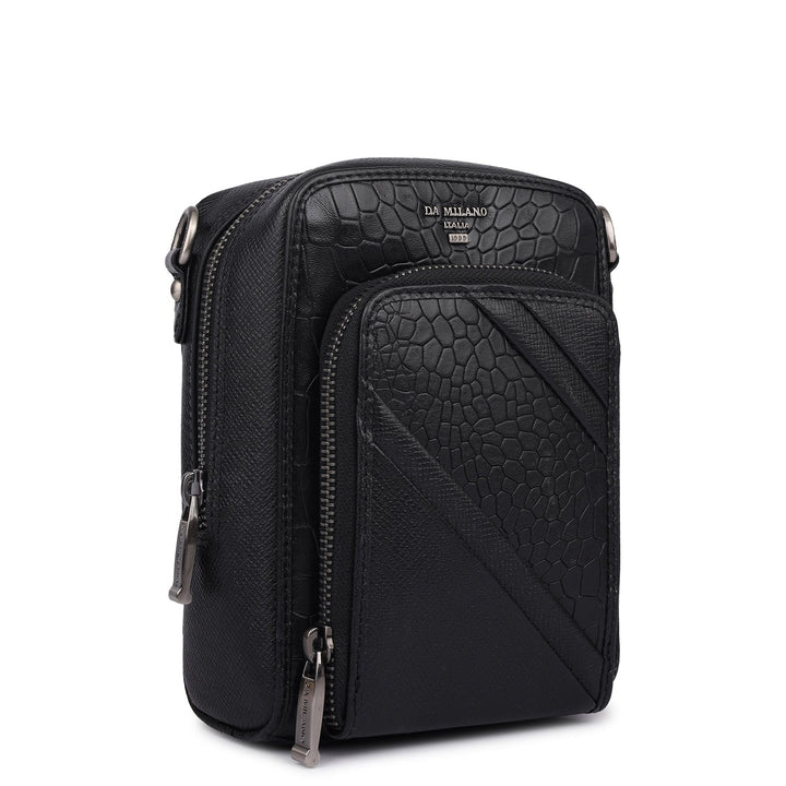 Croco Franzy Leather Men Sling - Black