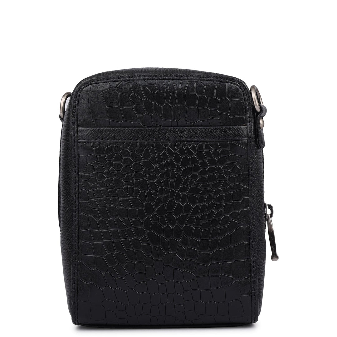 Croco Franzy Leather Men Sling - Black