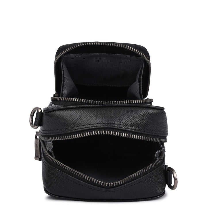 Croco Franzy Leather Men Sling - Black
