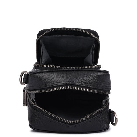 Croco Franzy Leather Men Sling - Black