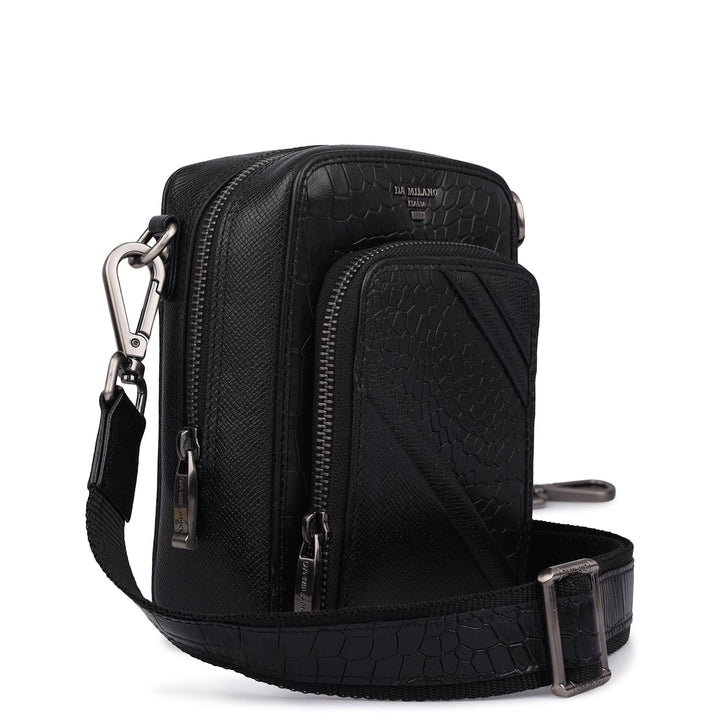 Croco Franzy Leather Men Sling - Black