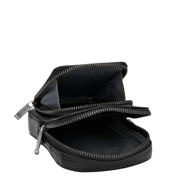 Monogram Leather Men Sling - Black