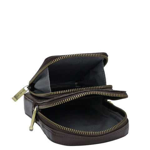 Monogram Leather Men Sling - Chocolate