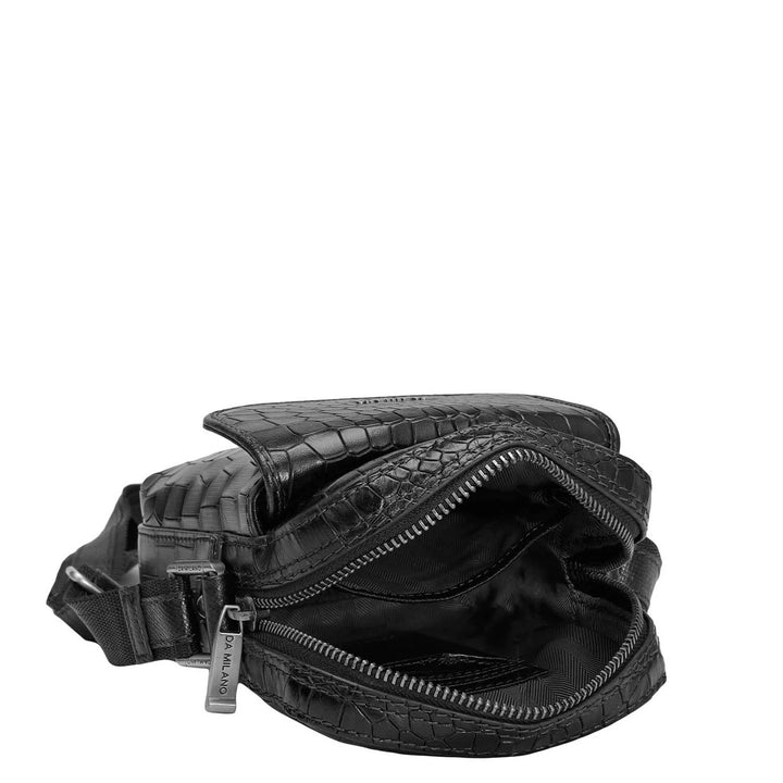 Croco Leather Men Sling - Black