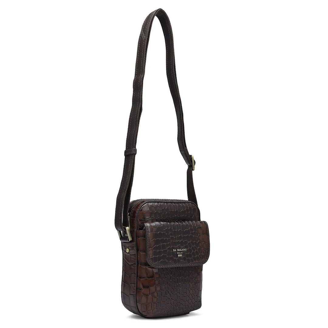 Croco Leather Men Sling - Brown