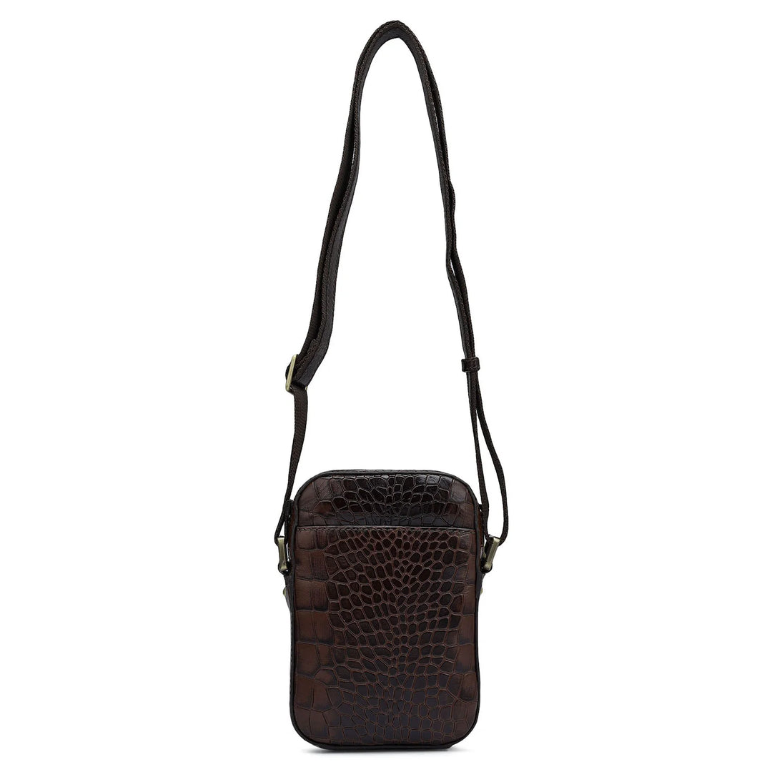 Croco Leather Men Sling - Brown