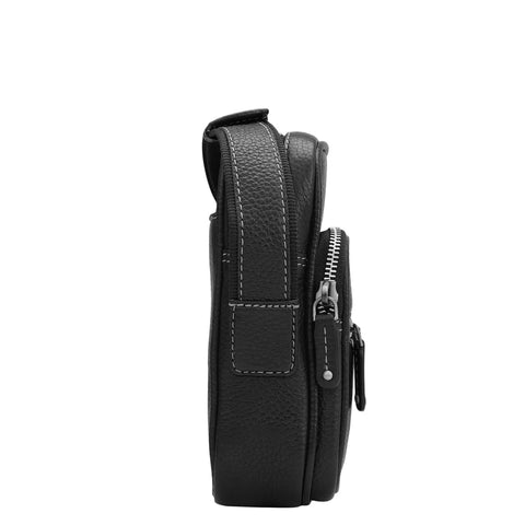 Wax Leather Men Sling - Black