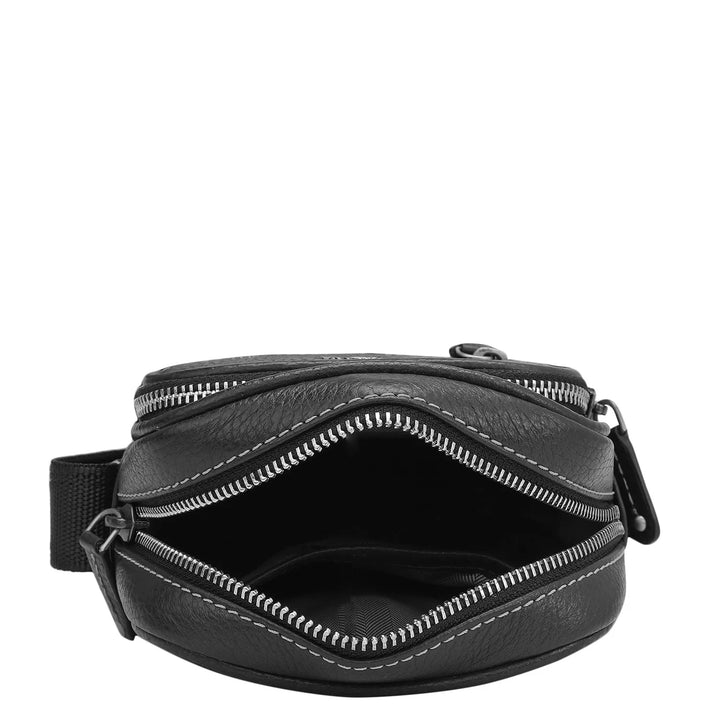 Wax Leather Men Sling - Black