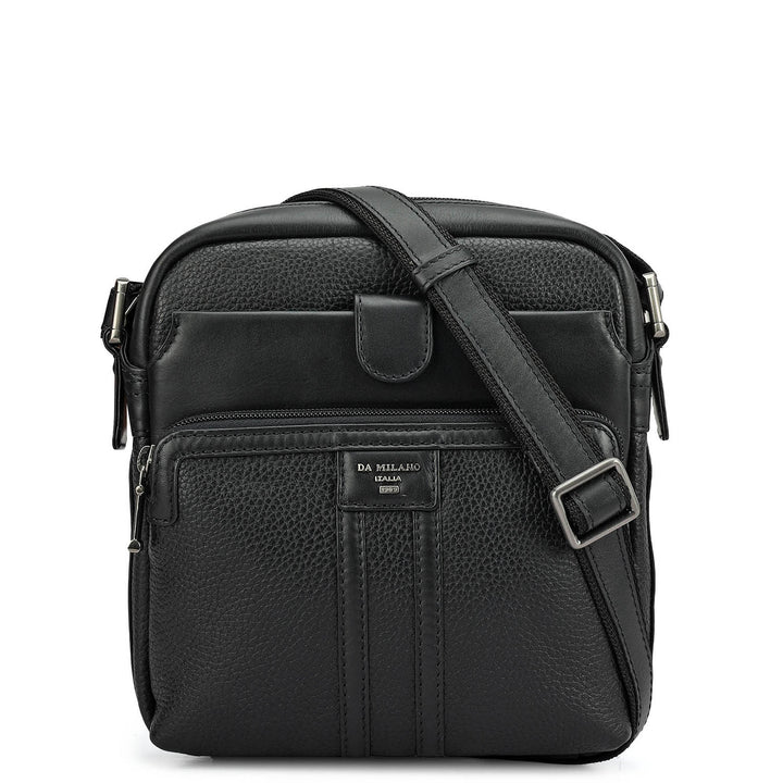 Wax Plain Leather Men Sling - Black
