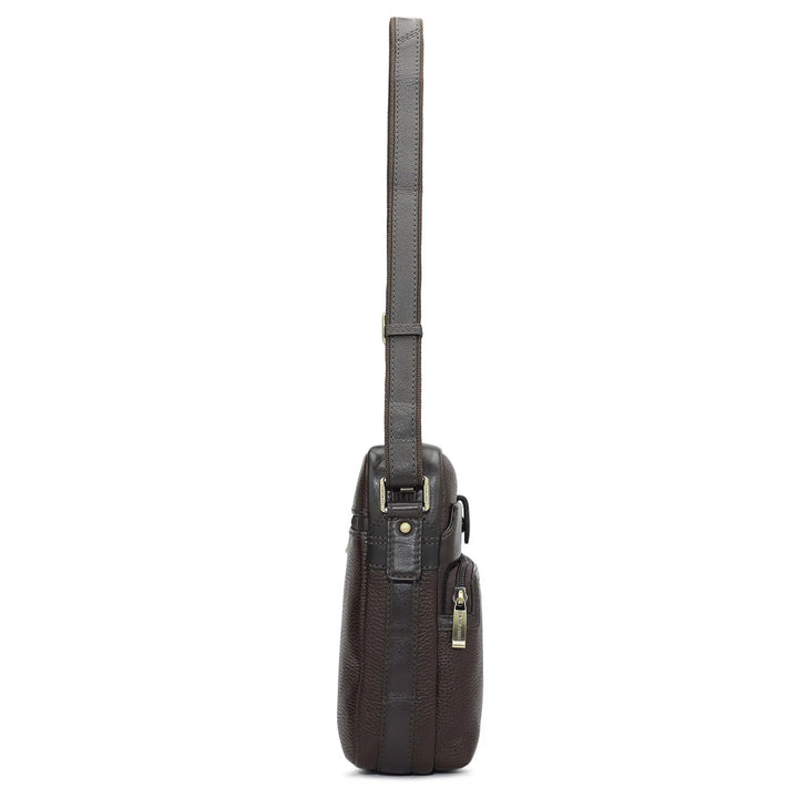 Wax Leather Men Sling - Chocolate