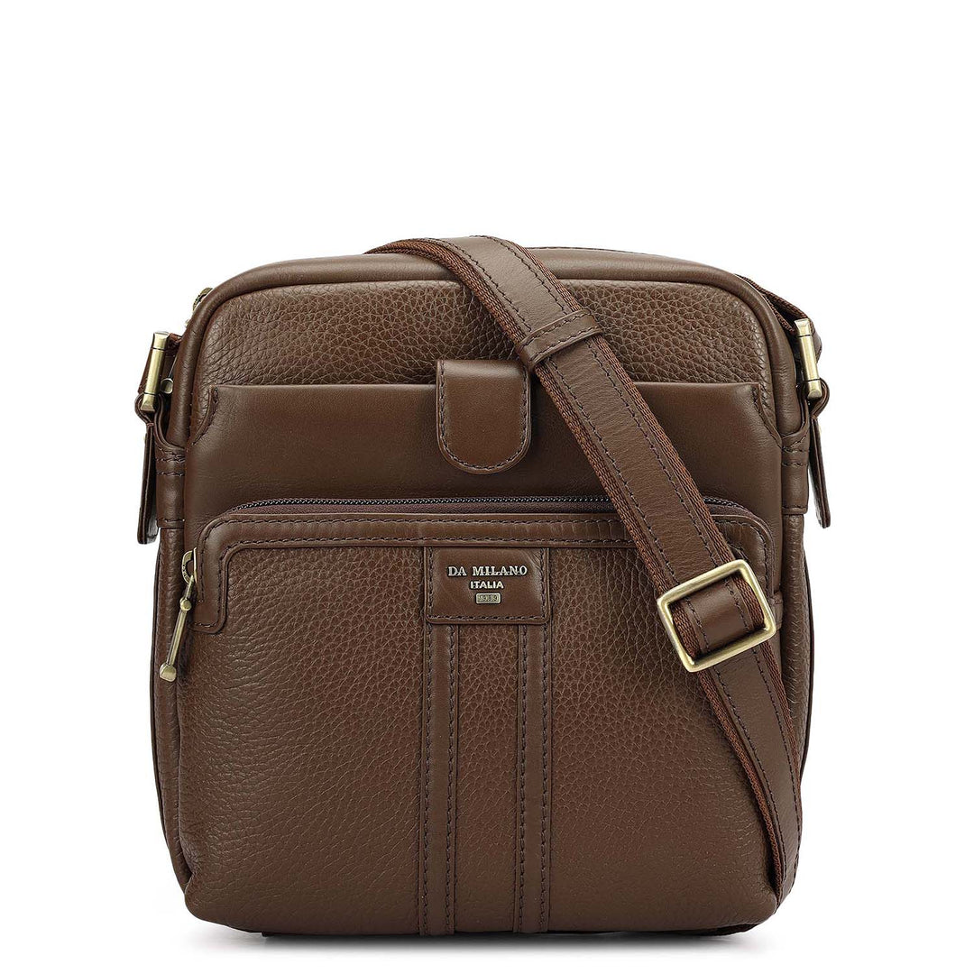 Wax Plain Leather Men Sling - Mocha