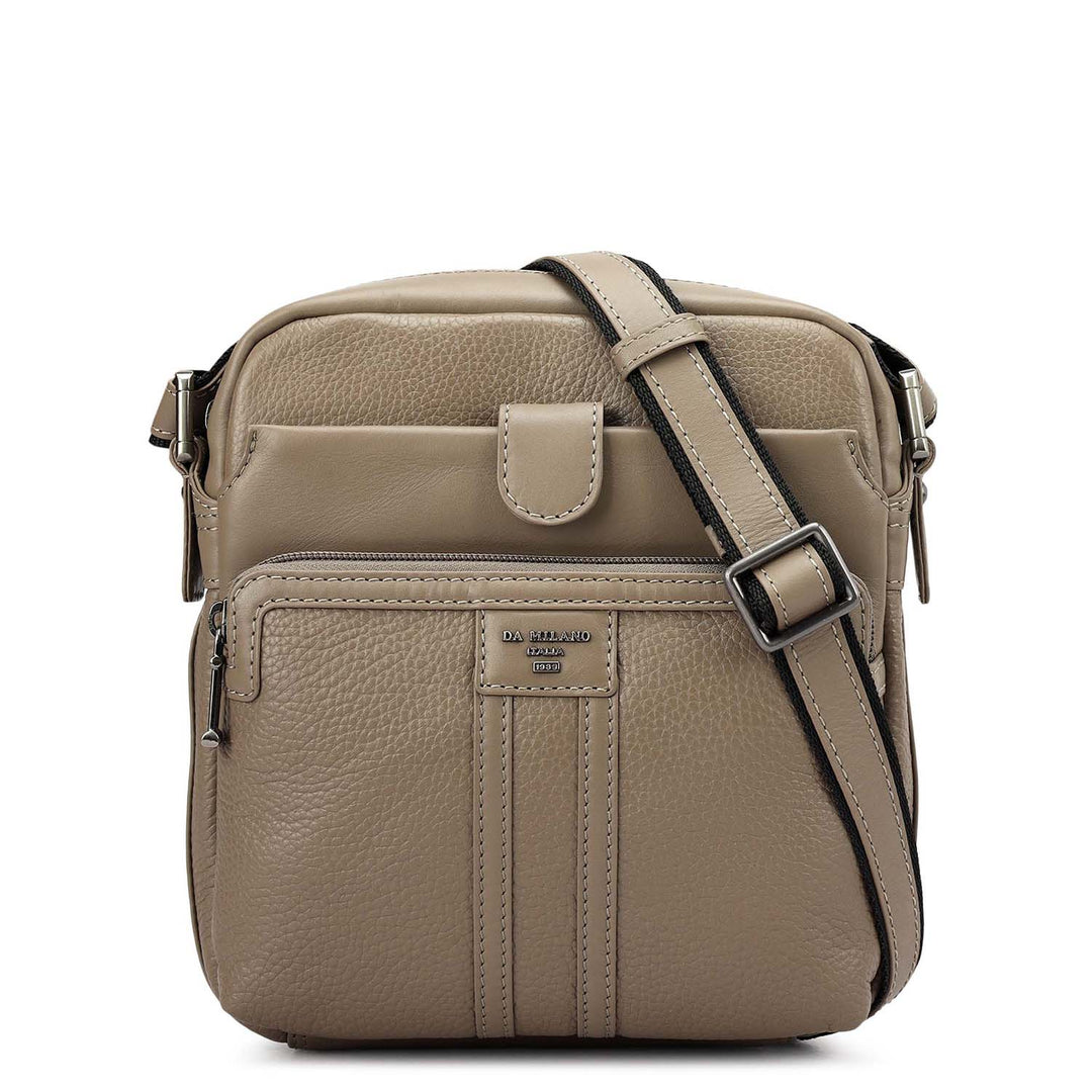 Wax Plain Leather Men Sling - Smoke Grey